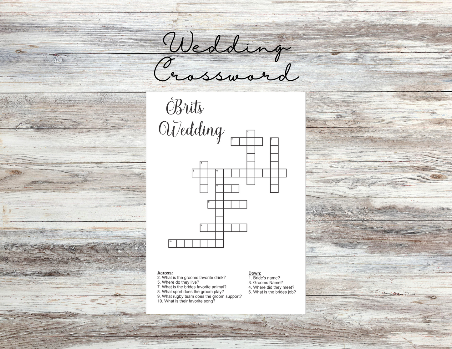 Wedding Crossword