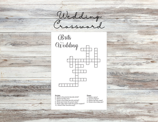 Wedding Crossword