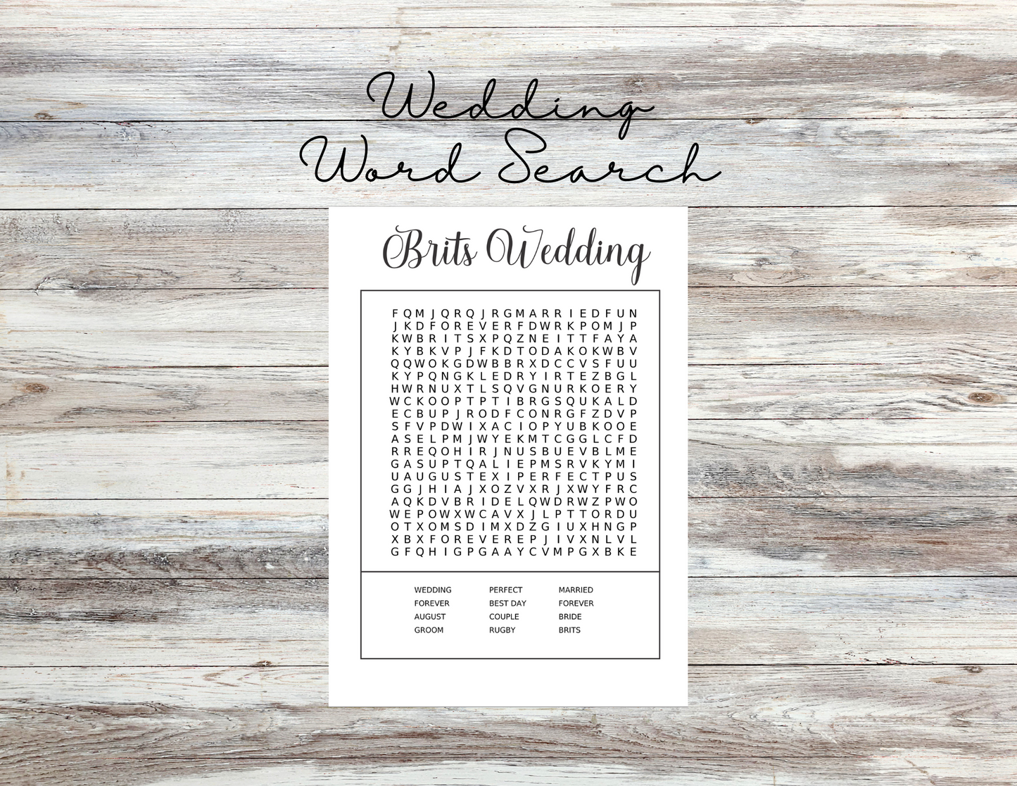 Wedding Word Search